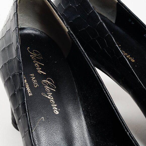 Robert Clergerie Black Croc Embossed Heels - Picture 8 of 9